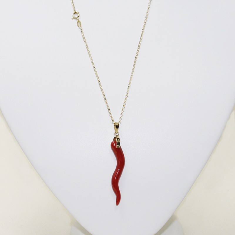 coral horn pendant