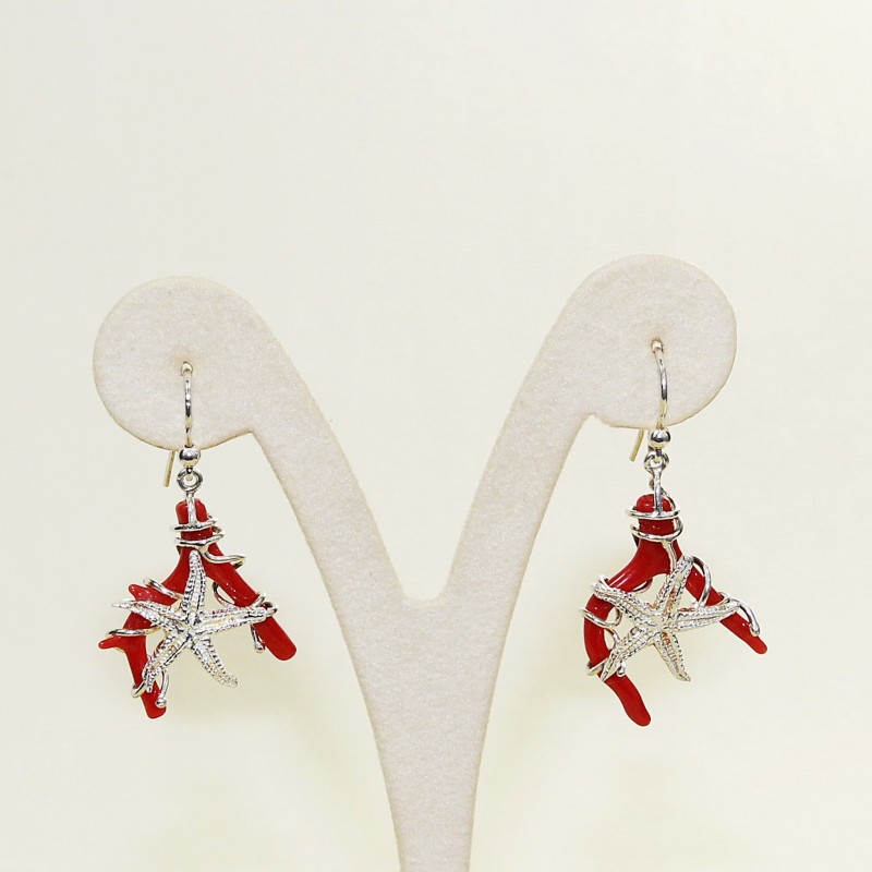 coral branch earrings